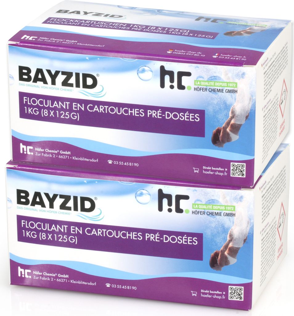 2x1 kg BAYZID Flockkartusche für Pools filtert Verunreinigungen raus