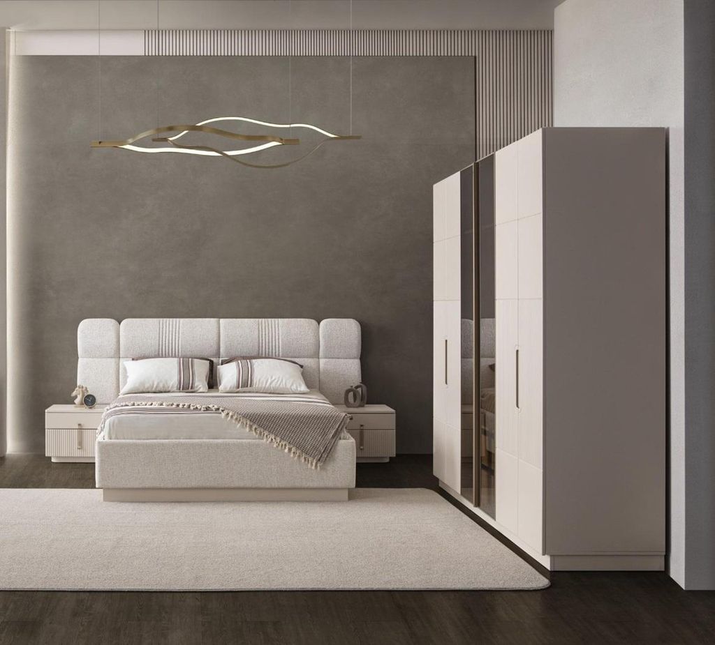 Elegantes Schlafzimmer Set mit Kleiderschrank und Nachtkommoden Hochwertig