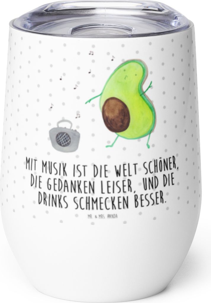 Mr. & Mrs. Panda Thermobecher Avocado Tanzen - Weiß - Geschenk, kaffee tasse, glühweinbecher, Urlaub, Party, Feier, Musik, thermosbecher, Edelsta...
