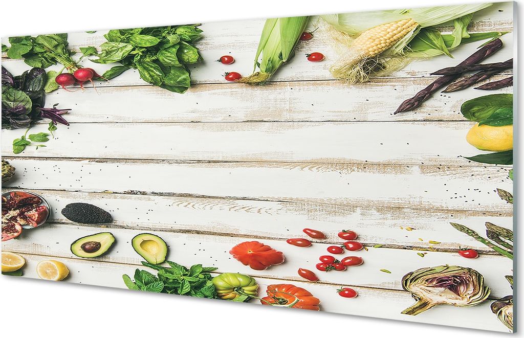 Glasbilder 100x50 Wandkunst Spinat Avocado Mais