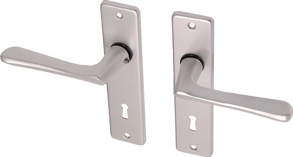 Maniglia per porta con piastra in alluminio modello a Immagine del prodotto 