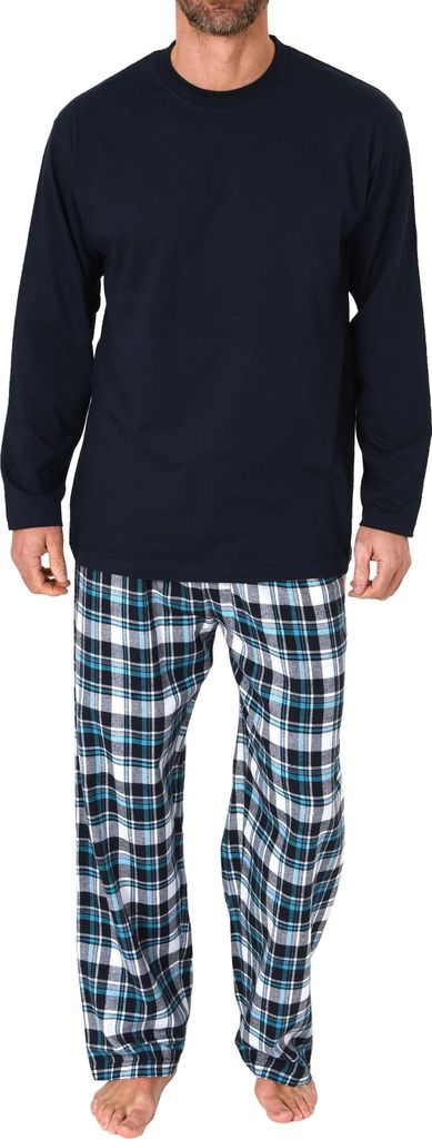 Herren Schlafanzug lang mit Flanell-Hose - 223 101 10 872 ; marine , 50