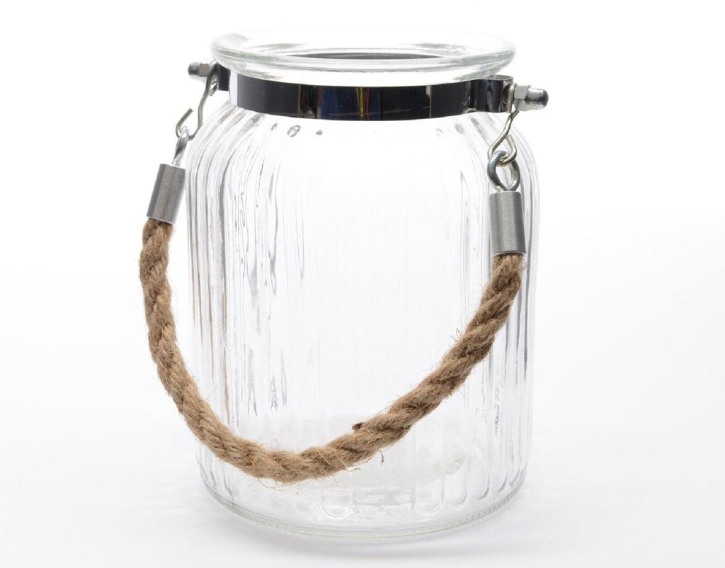 Windlicht Teelichthalter Glas Juteseil Ø.11 cm H.14,5 cm Produktbild 