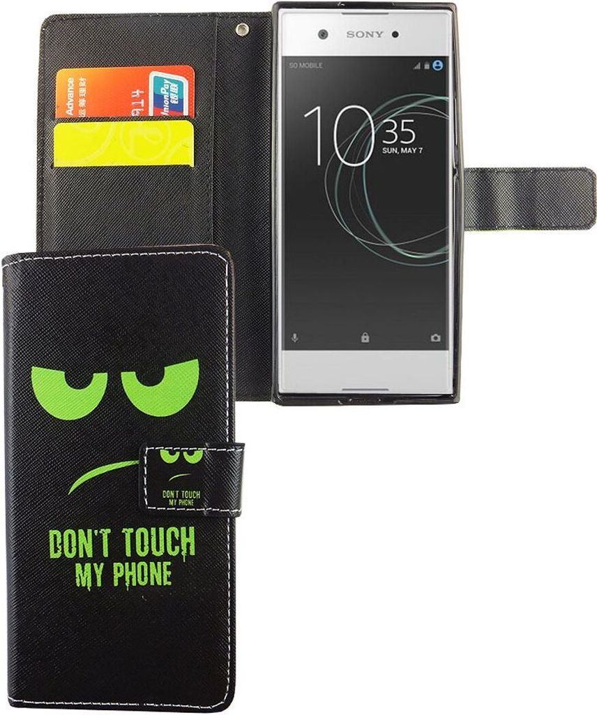 Handyhülle Tasche für Handy Sony Xperia XA1 Dont Touch My Phone Grün