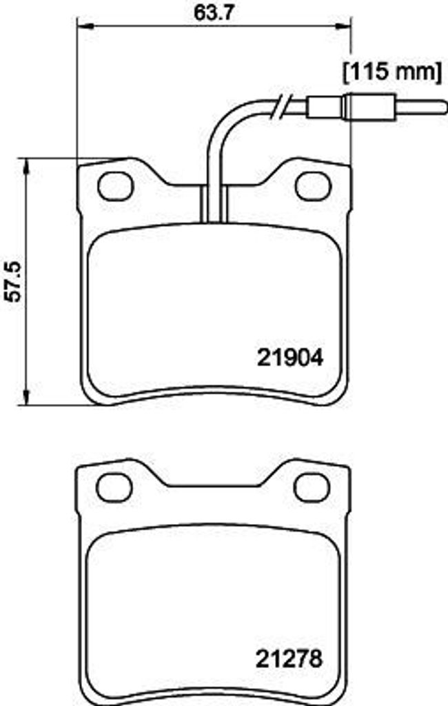 HELLA 8DB 355 008-171 - OE 1611456880 Bremsbeläge für V-Klasse (638/2), Vito (W638), 605 (6B)