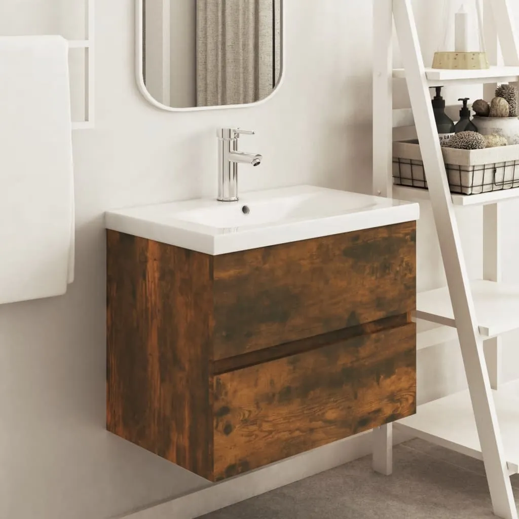 Mobile Lavabo Rovere Fumé 60cm - Arredo Bagno Sospeso di Qualità