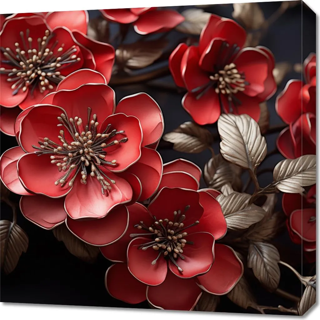 Decorazione Parete 60x60 cm Racconto Fiorito - Tela Floreale d'Autore