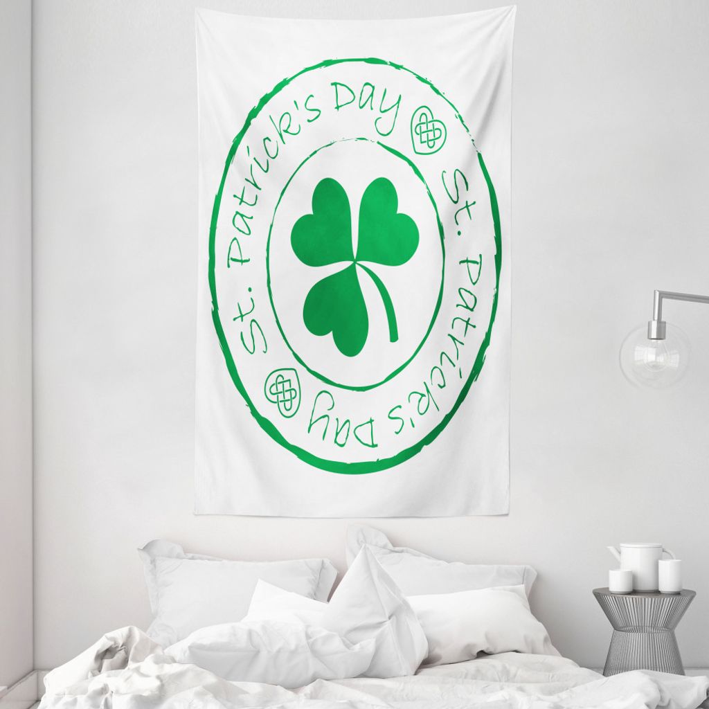 ABAKUHAUS Festlich Wandteppich und Tagesdecke, Irish Shamrock aus Weiches Mikrofaser Stoff Waschbar ohne Verblassen Digitaldruck, 140 x 230 cm, Wei...