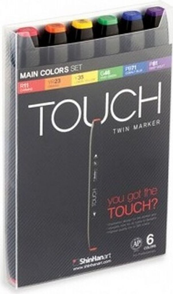 ShinHanart Touch Twin Marker Main Colors 6er Set Grafikmarker Set Box Design