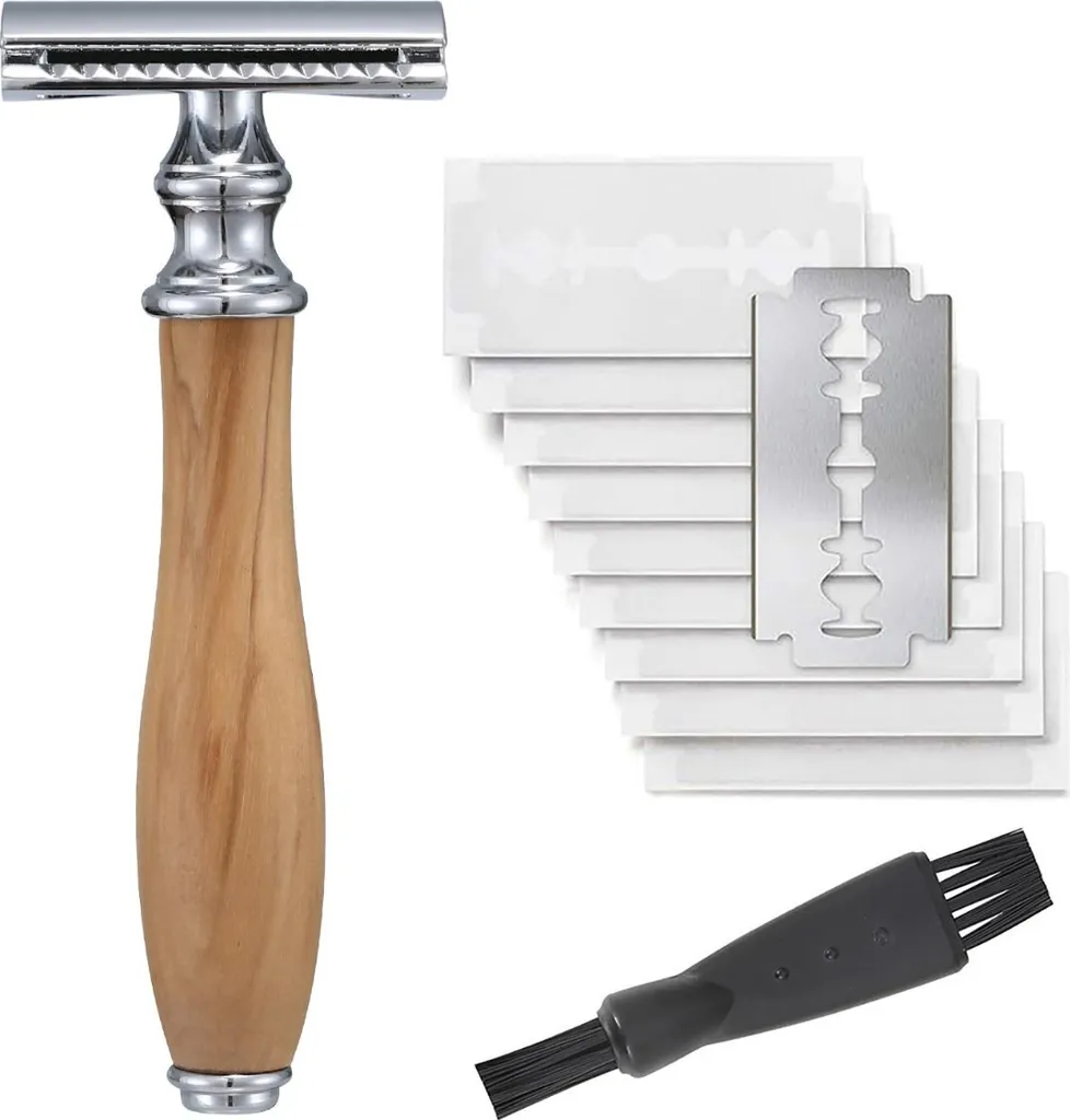 Rasoio di Sicurezza Manuale INF + 10 Lame | Alluminio e Legno Premium