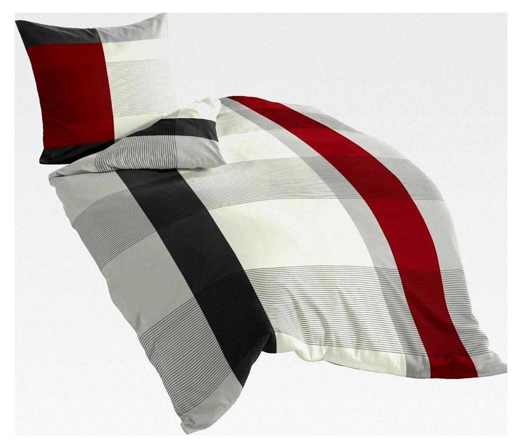 Bettwäsche Satin Basic, grau 14, 135x200 + 80x80 cm, Designed in Germany