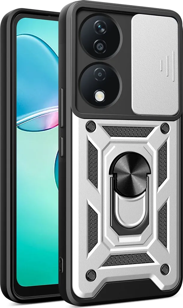 Cover Honor X7b con Anello Argento: Silicone TPU Antiurto e Design Slim