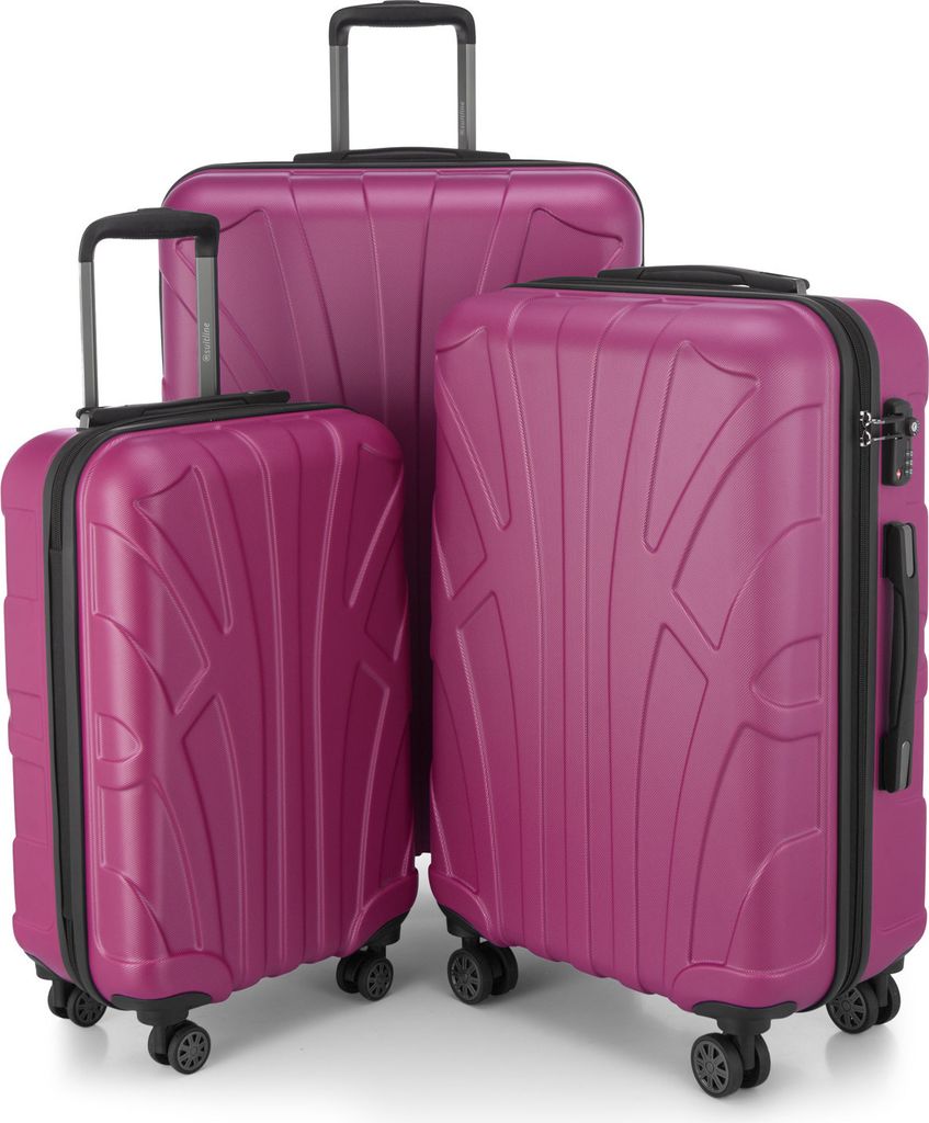 Suitline - 3er Kofferset Rollkoffer Hartschalenkoffer 4 Rollen Handgepäck-Trolley und Aufgabegepäck Koffer erweiterbar Travel Luggage Gepäck Set...