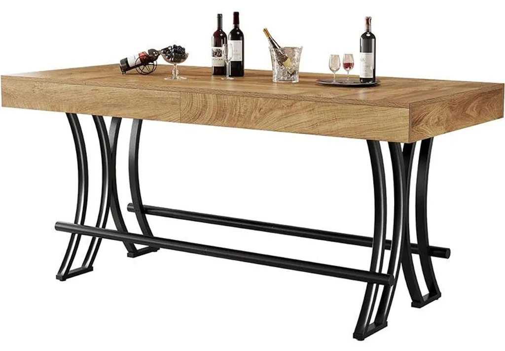 Table de cuisine et salle à manger LD0037 bois et métal marron 160 cm