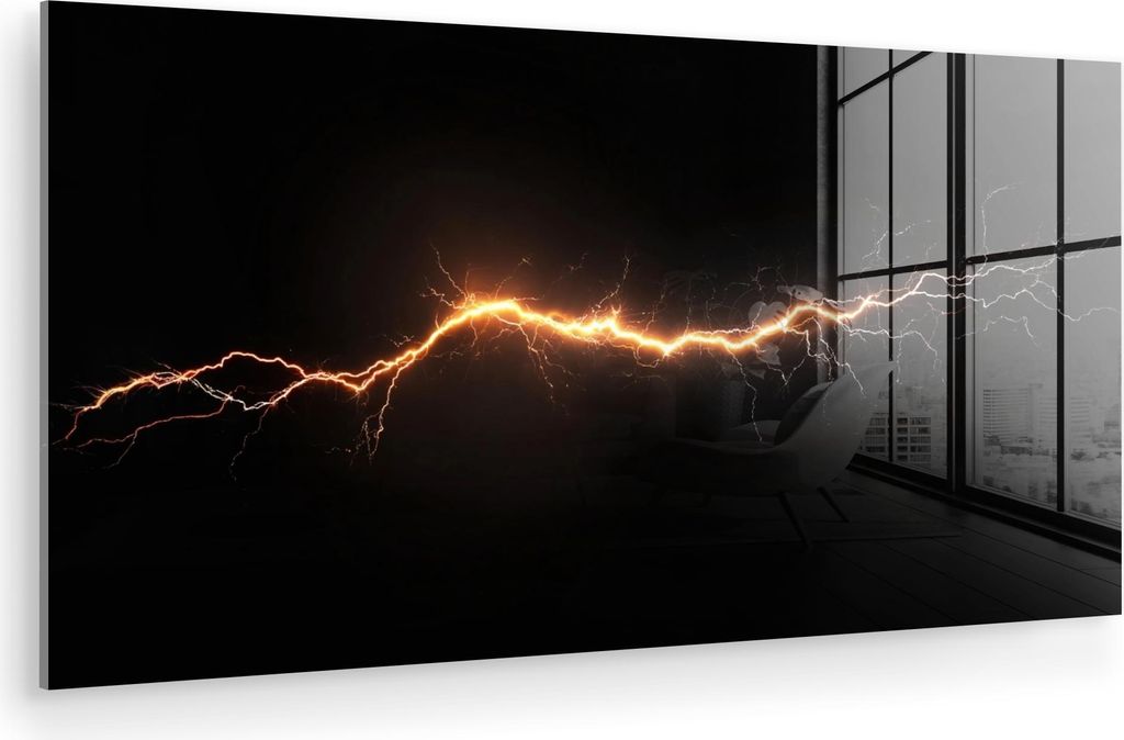 MuchoWow Glasbilder - Bilder auf Wandbild - Foto auf Glas Gaming - Orange - Blitzlicht - Licht 40x20 cm Wanddekoration aus Glas - Acrylglasbild - A...