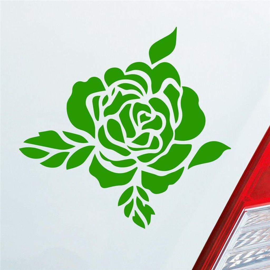 Auto Aufkleber Rose Flower Blume Natur Frühling Tattoo 10x10 cm Hellgrün Sticker Heckscheibenaufkleber