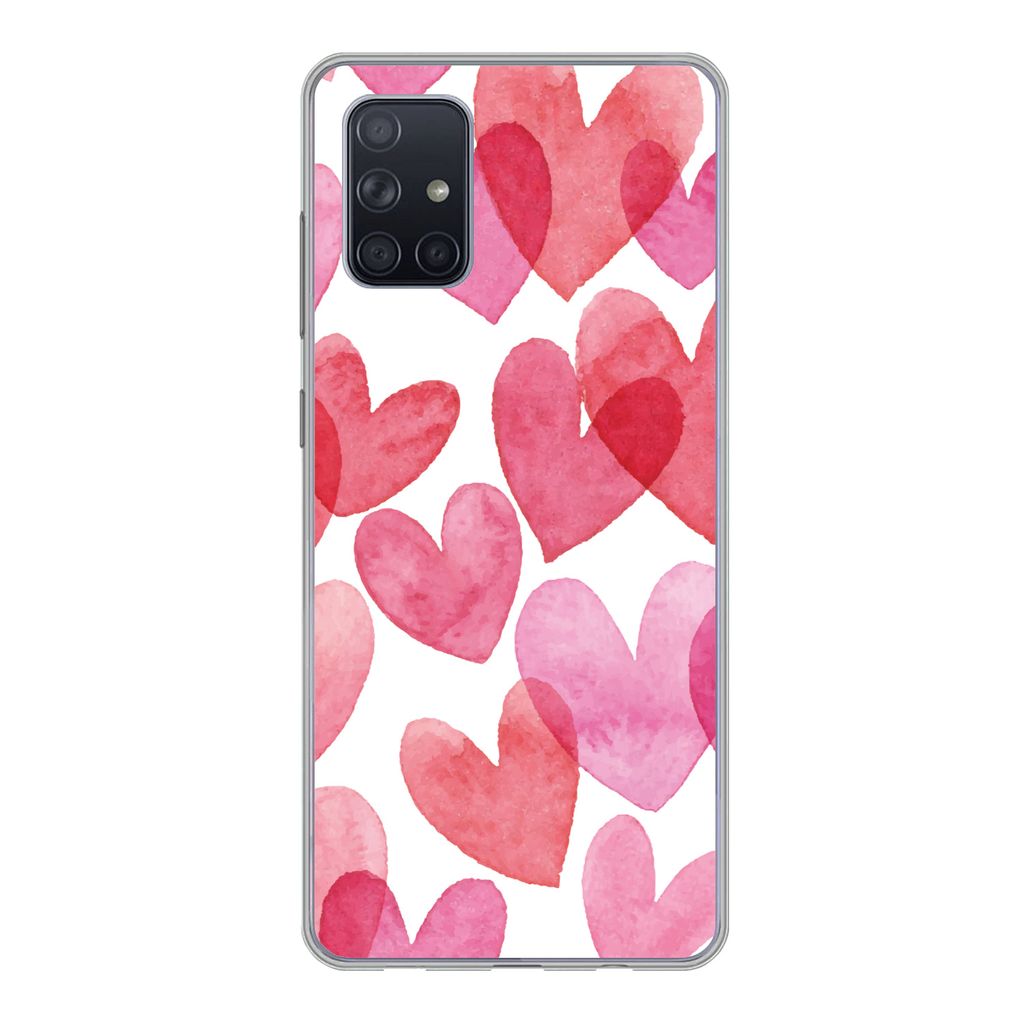 MuchoWow Handyhülle Schutzhülle Hülle für Samsung Galaxy A51 Ein Aquarell mit Herz-Illustration Silikon Softcase Handy Hülle - Schutzabdeckung