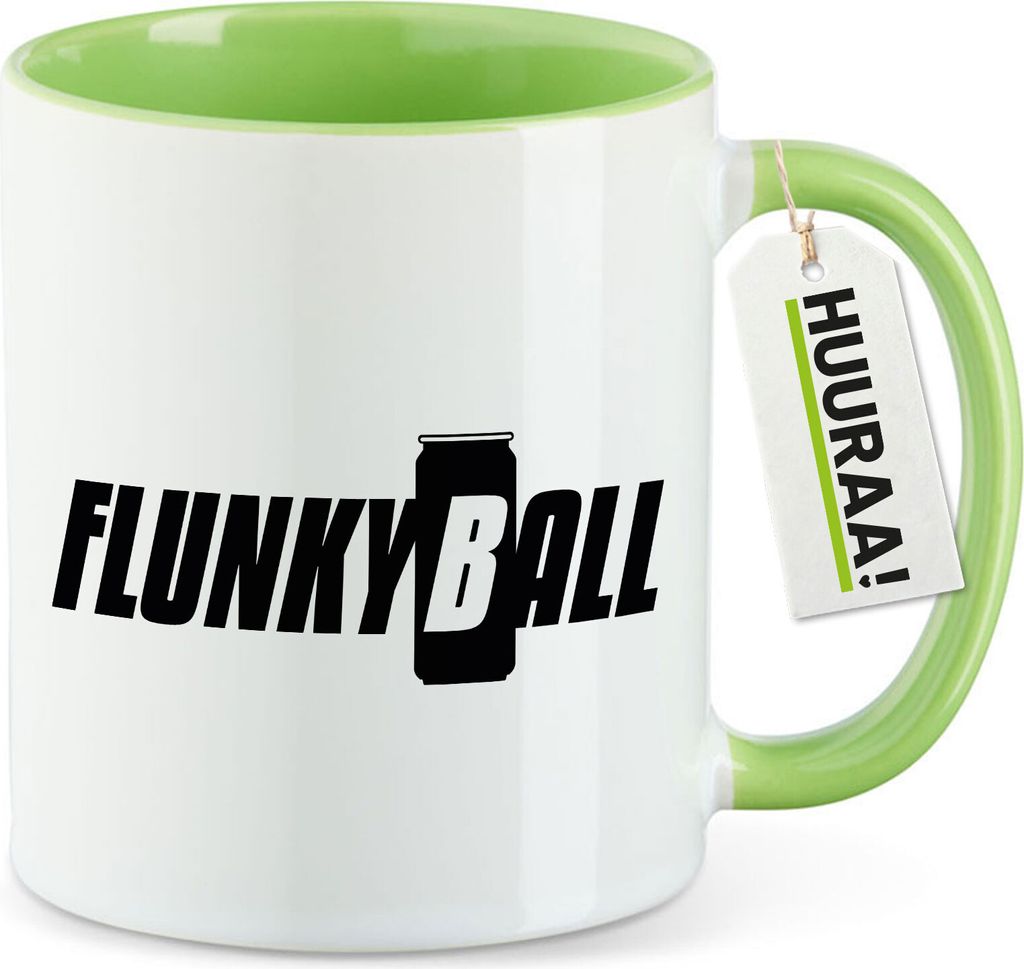 Huuraa Kaffeetasse Flunkyball Bierdose 330ml Grün Keramik Kaffeebecher Geschenkidee