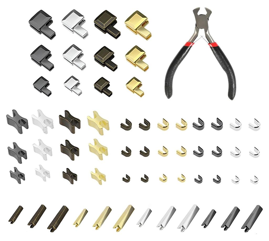 60-teiliges Reißverschluss-Reparaturset, Ersatz-Reißverschlussanhänger, Set mit Ersatz-Metallschiebern und Montagezange (4 Farben)