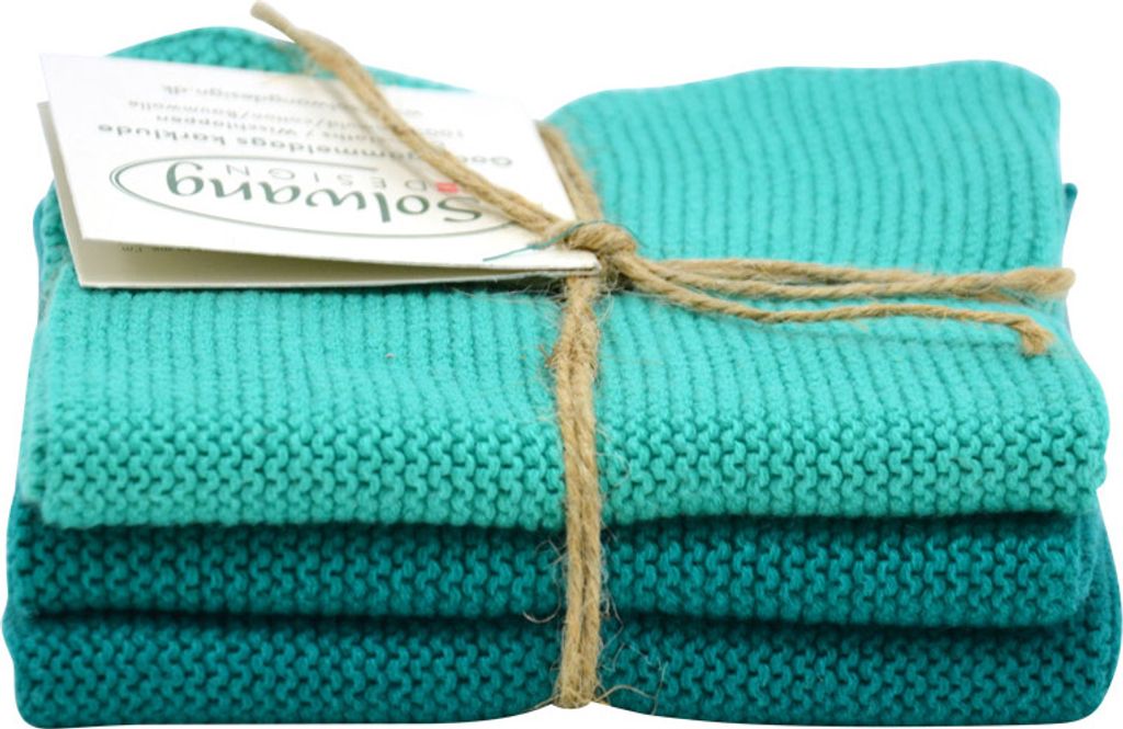 Solwang Wischtuch TÜRKIS GRÜN KOMBI gestrickt 3er Produktbild 