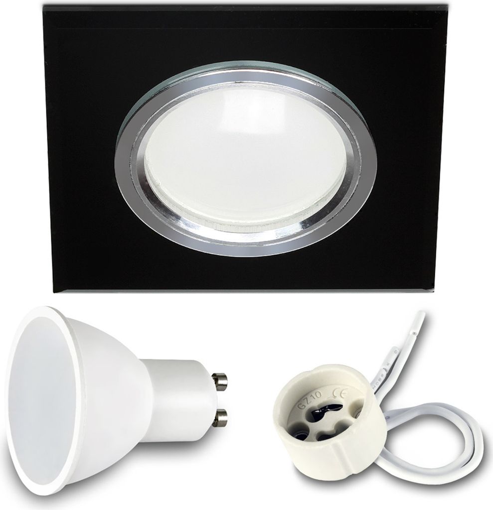 1x Einbauspot SET LED 230V IP44 RIK.9 schwarz GU10 7W neutralweiss