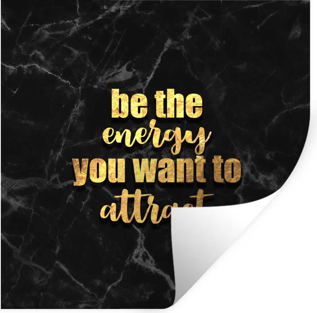 MuchoWow Wandtattoo Wandsticker Wandaufkleber Zitate - Energie - Gold - Marmor 50x50 cm Selbstklebend und Repositionierbar - Selbstklebend - Foto...