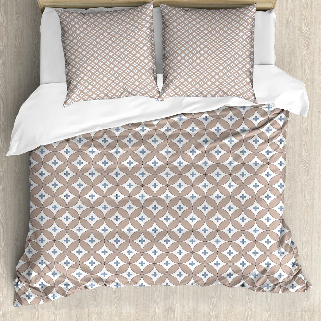 Duvet Cover Set ABAKUHAUS Geometrico - Rosa e Blu 155x220 Antiacaro