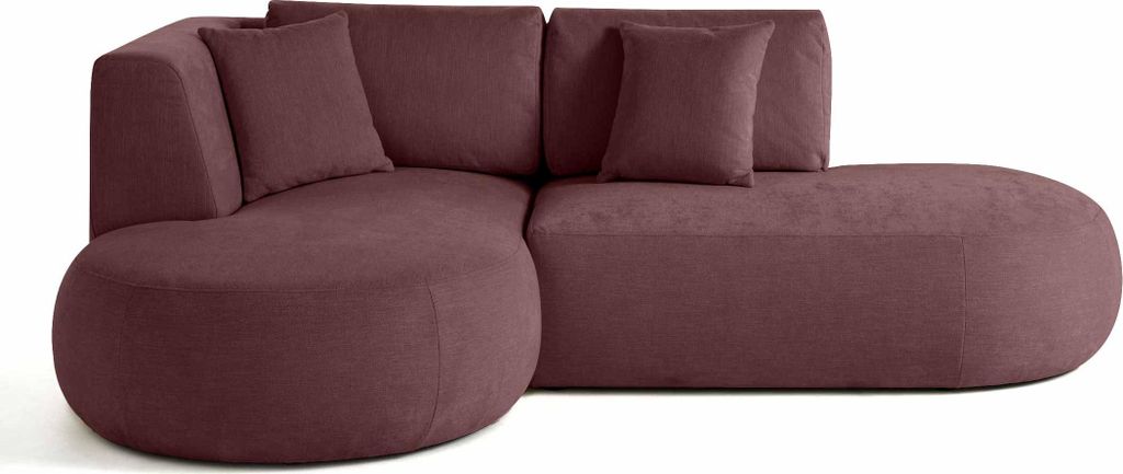 Lisa Design Santorini - 4-Sitzer Modulares Ecksofa links - aus strukturiertem Samt , Pflaume