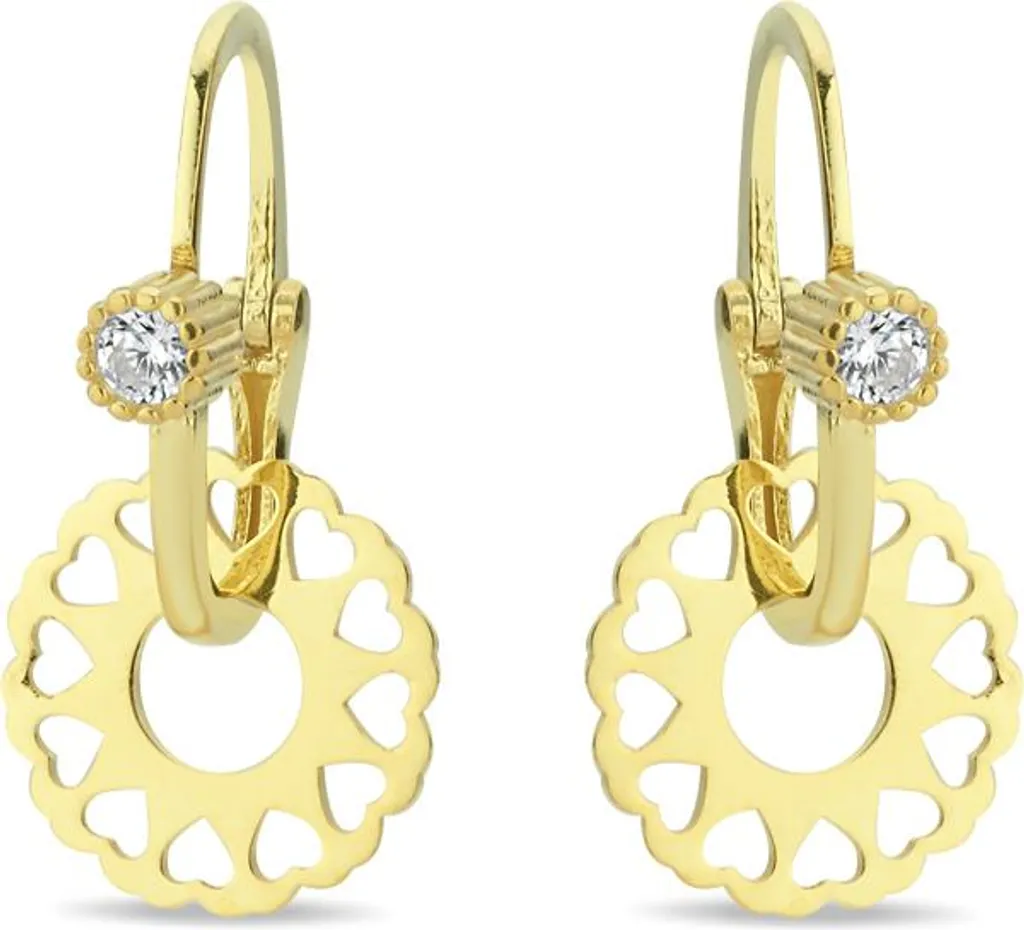 Dormeuses en argent doré et solitaire zircone pour femme - Style Chic
