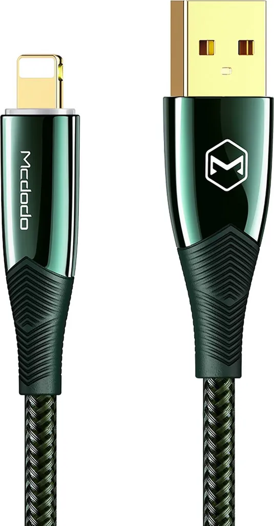Cavo iPhone Mcdodo Squalo 3A Nylon Verde 1.2m | Ricarica Veloce