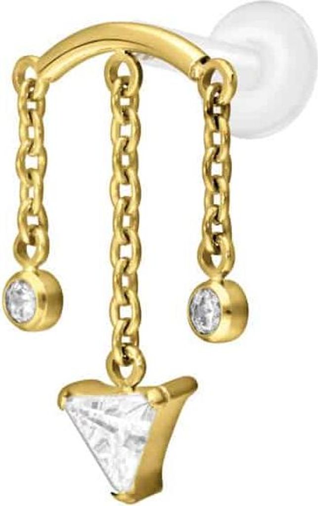Ohrpiercing, Nasenpiercing PTFE Labret mit Innengewinde + Titan-Aufsatz WINDSPIEL Gold Stablänge: 7mm | Stabstärke: 1,2mm