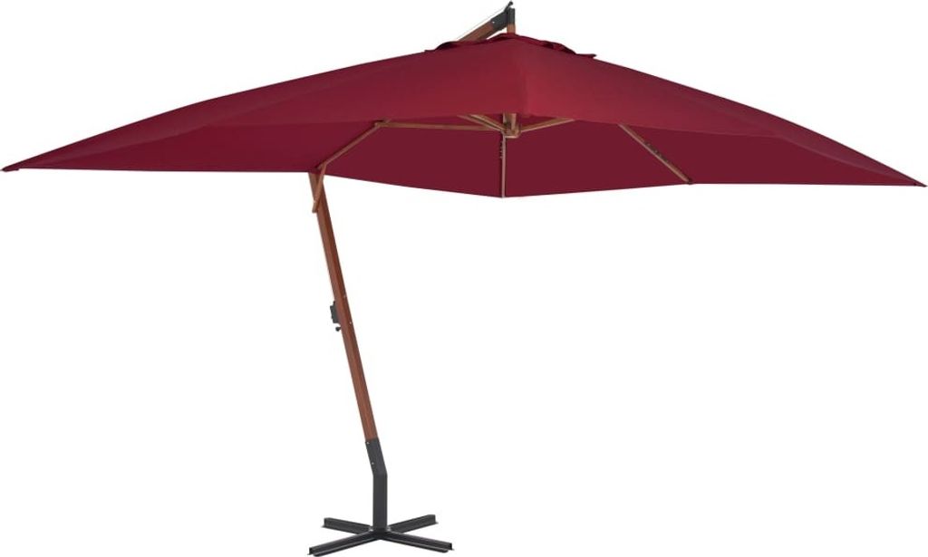 Ampelschirm mit Holz-Mast 400x300 cm Bordeauxrot
