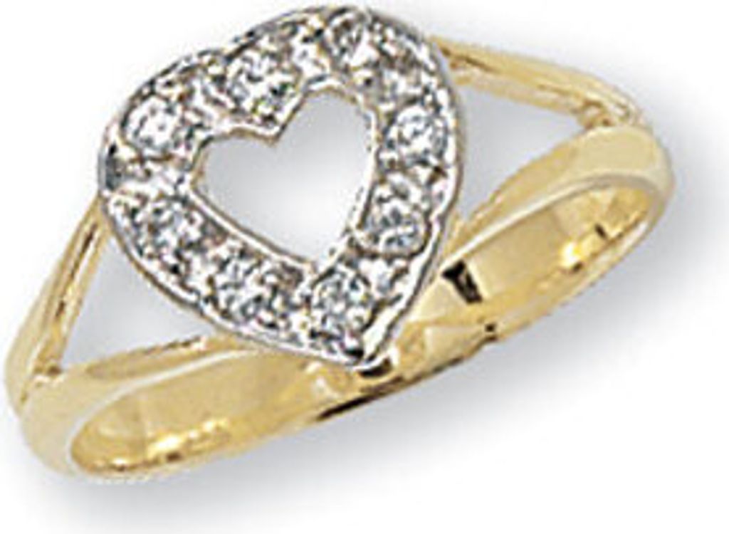 Süßer 9 Karat (375) Gold Herz Damen - Ring mit Zirkonia Produktbild 