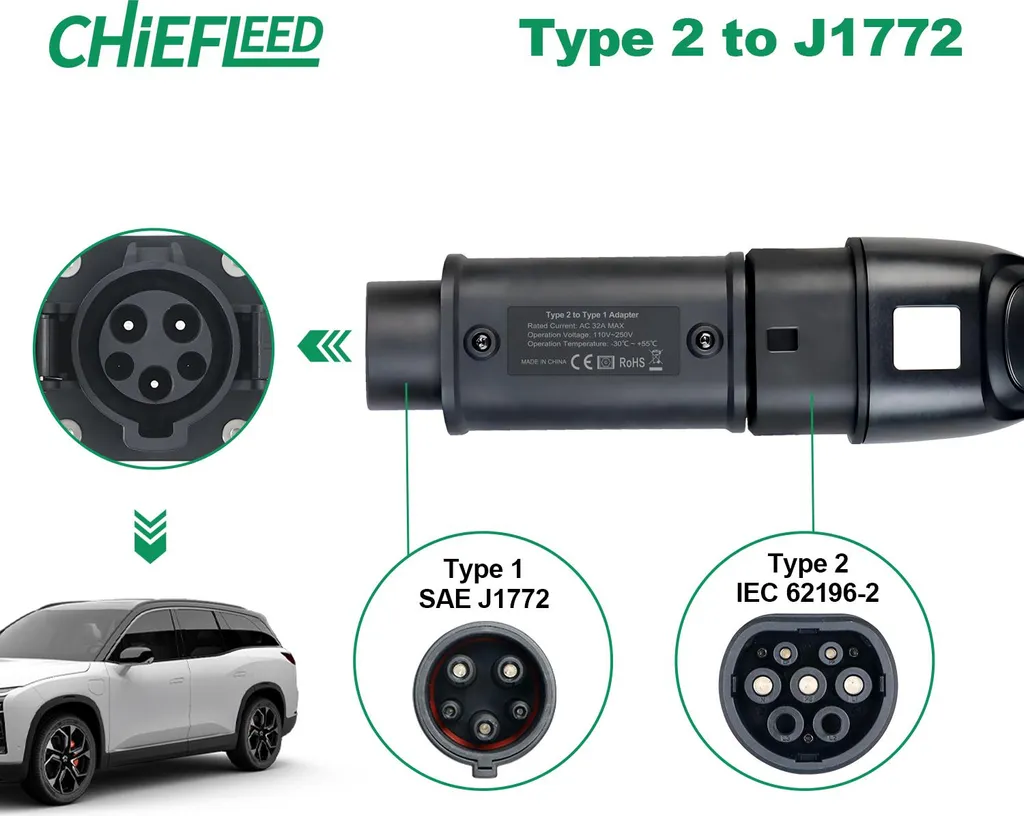 Adaptateur Type 2 vers Type 1 - Solution de Charge 32A pour Bornes EV - 4