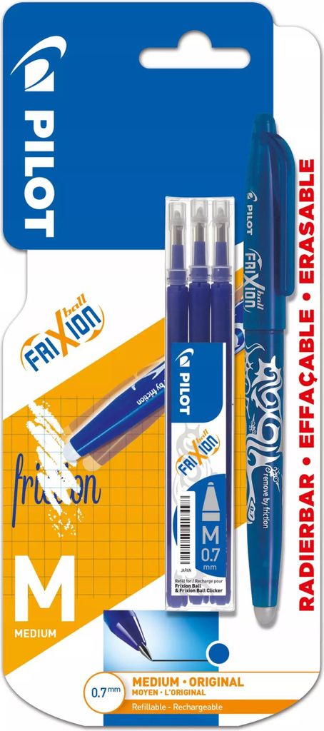 PILOT FriXion Tintenroller Ball 0,7mm + 3 Minen blau Blister