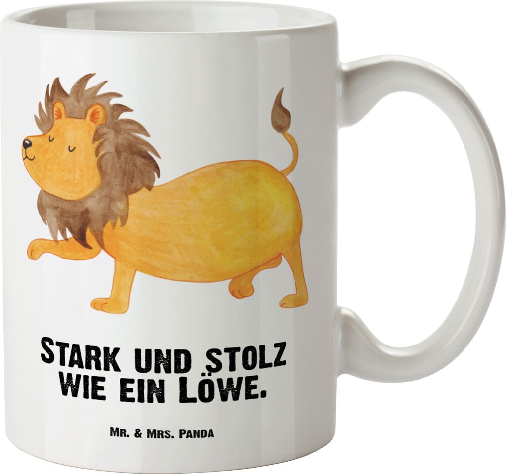 Mr. & Mrs. Panda jumbotasse Sternzeichen Löwe - Weiß - Geschenk, König Der Tiere, Haferl, Riesenkaffeetasse, Große Teetasse, steingut tasse, Ju...