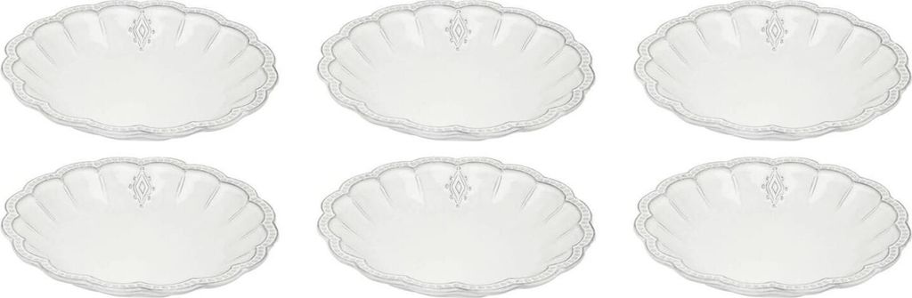 6er Set Suppenteller Pastateller ITALICA STEMMA 22cm weiß Keramik Virginia Casa