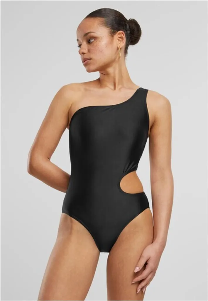 Maillot de bain chic pour piscine et plage coupe asymétrique noire L