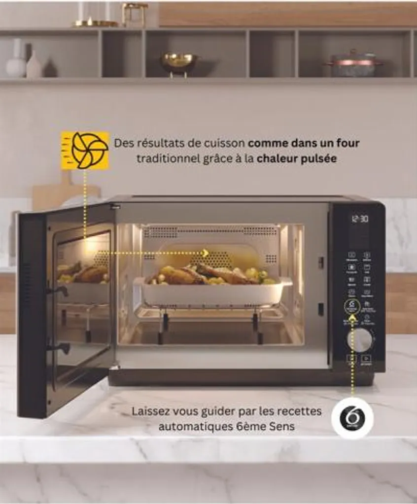 Micro-ondes Combiné Whirlpool ExtraSpace 25L pour Grands Plats Carrés - 10