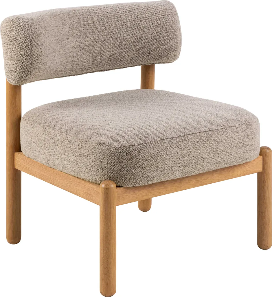Fauteuil Burley beige au design scandinave et pieds en bois massif noir