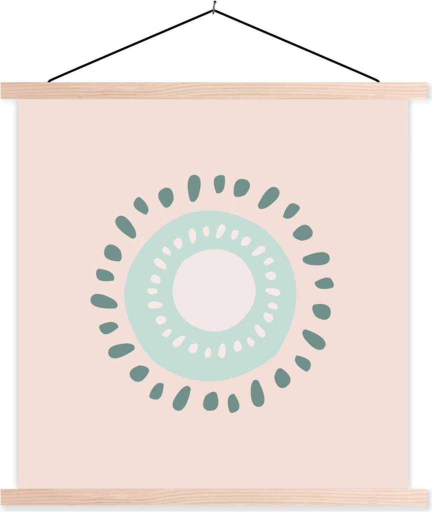 MuchoWow Textilposter Sommer - Kiwi - Rosa 120x120 cm mit holzfarbenen Rahmen - Textil-Poster