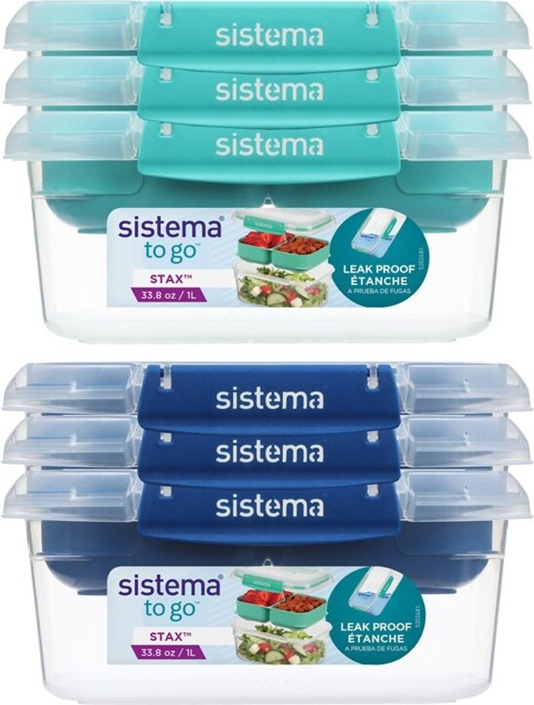 Sistema Stax zestaw 3 pojemników na żywność 1 l, miętowy, Zdjęcie produktu 