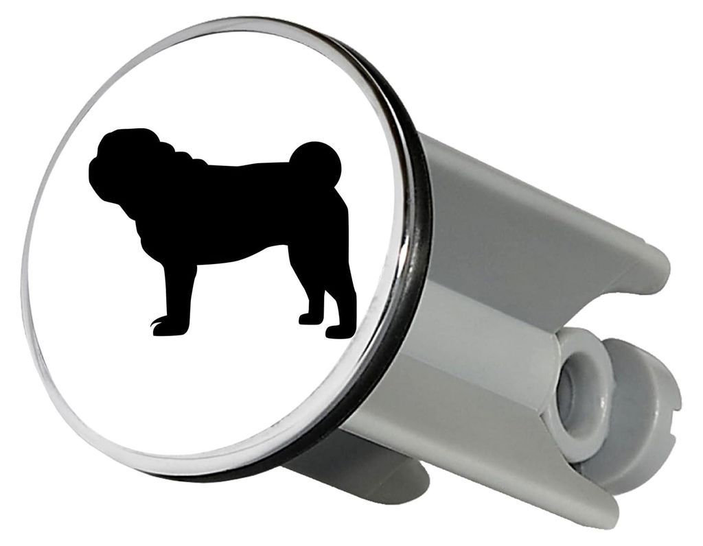 Waschbeckenstöpsel Mops Silhouette 4cm für Abflussstopfen Produktbild 