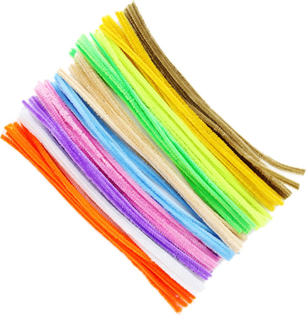 100pcs Kinderpfeifreiniger Set verschiedene Farben Langer Fuzzy DIY Art Bastelflexible Vorschulbildung Kinder Chenille Stämme Pädagogische Spielz...