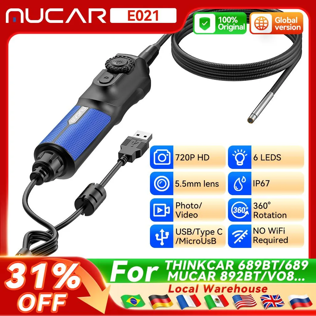 MUCAR E021 Caméra d'inspection vidéo haute résolution avec éclairage LED - 2