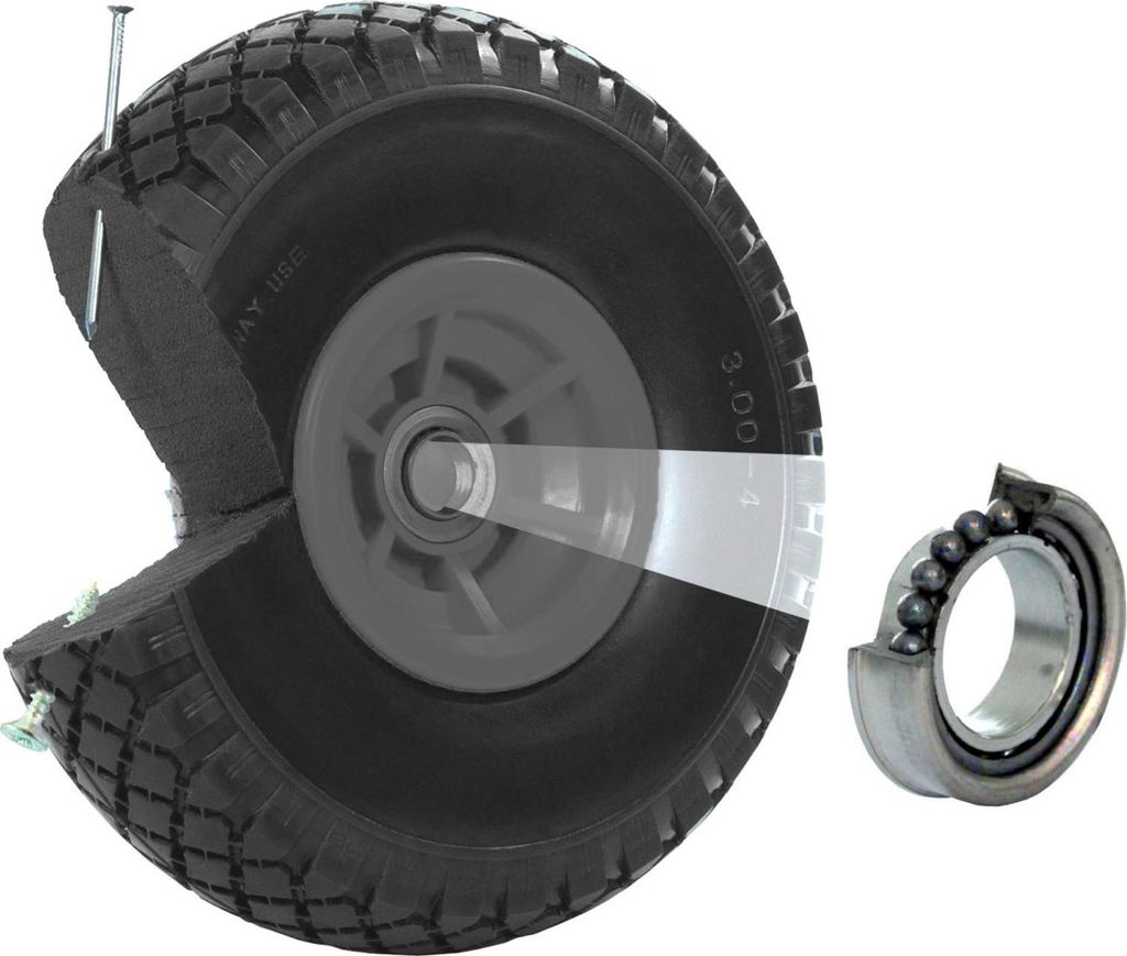Sackkarrenrad PolyurethanRad 260x85 mm 3.00-4 60 mm versetze Nabe Ø 20 mm grau Vollgummi Bollerwagen