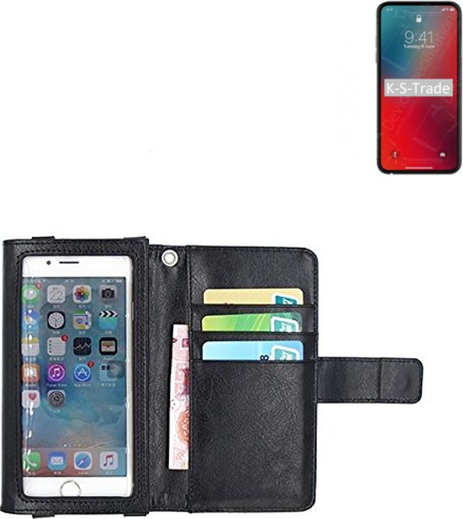 K-S-Trade Handy Hülle Schutz Hülle Kompatibel mit Apple iPhone 12 Pro Case mit Displayschutz / Schutzfolie Flip Cover Wallet case Etui Hülle