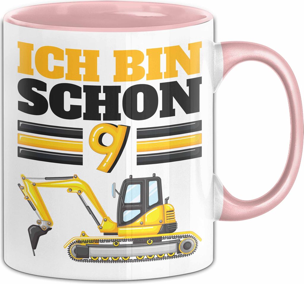 9. Geburtstag Geschenk Tasse Becher Jungs Bagger Ich Bin Produktbild 