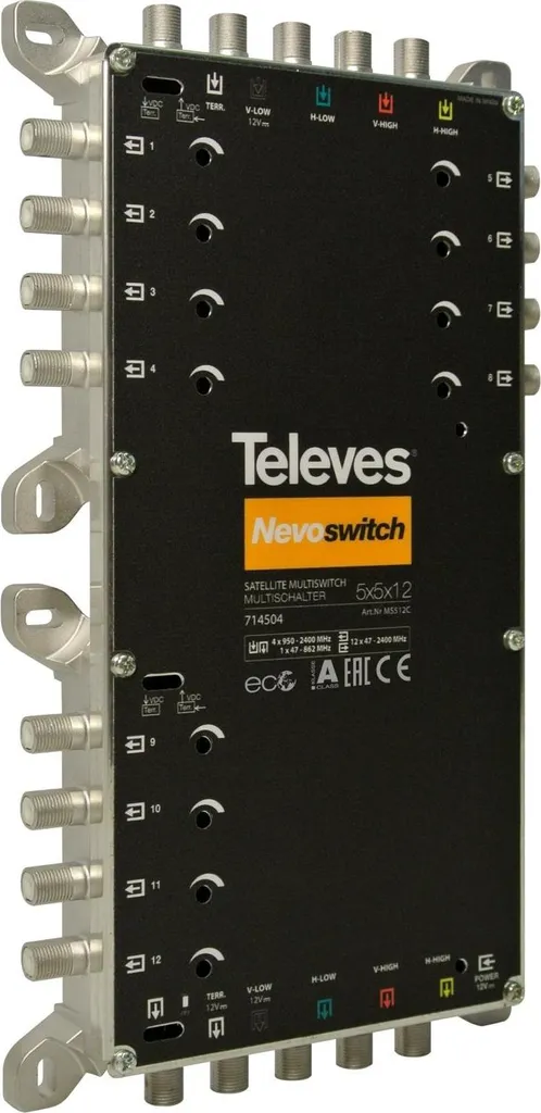 Multiswitch Televes Nevo MS512C 5 entrées 12 sorties cascade en fonte