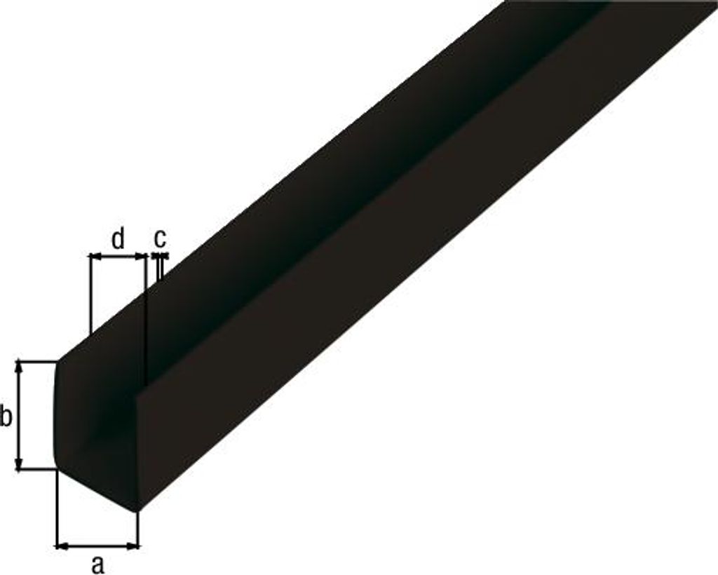Alberts U-profil | plast, černý | 1000 x 18 x 10 mm Obrázek produktu 
